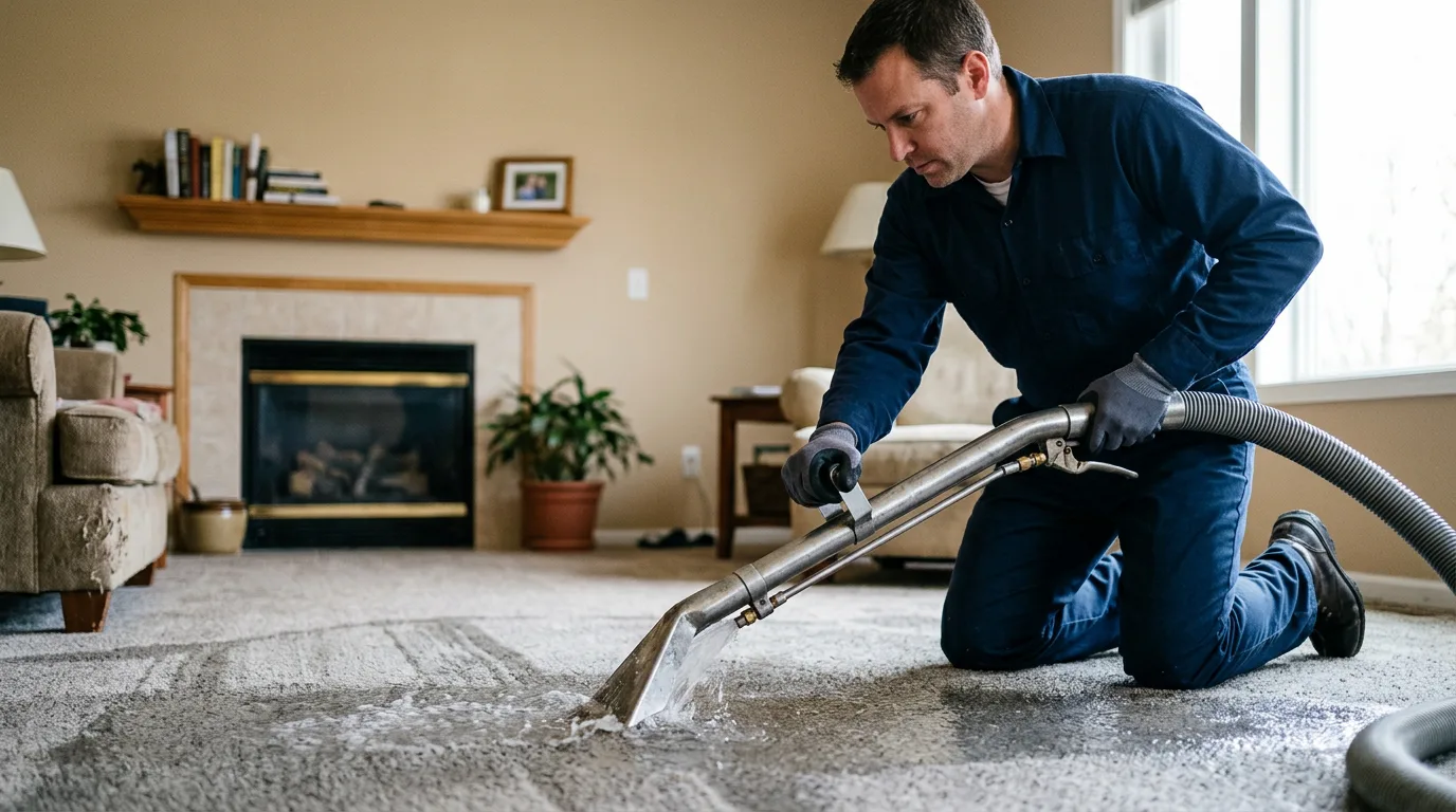 Water damage restoration technician working near Burlington, TX